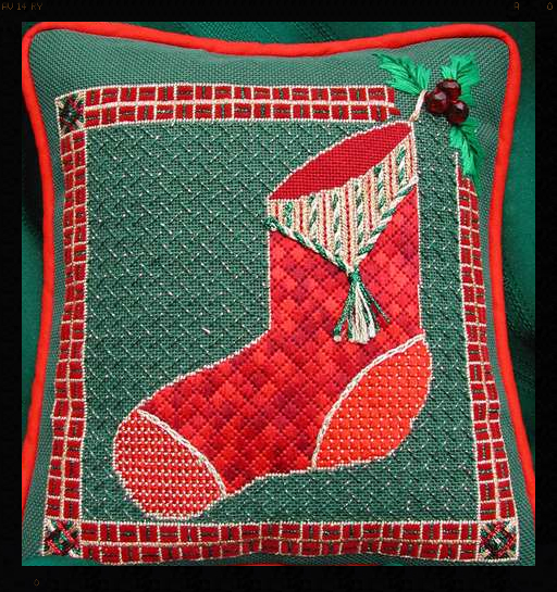 Canvaswork Christmas Stocking pillow